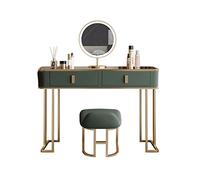 Tavolo da trucco Set da toeletta for la casa con sgabello e specchio, cassettiera, comodino, camera da letto, tavolo da trucco moderno e minimalista in legno, specchio a LED, luce verde, tavolo da tru