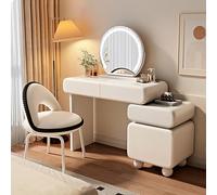 Tavolo Da Trucco Vanity Con Cassetti Luci A LED Sedia Regolabile Specchio | Intelligente For Camera Letto E Regalo(Wood,80cm)