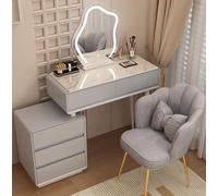 Tavolo da trucco Vanity con luci e cassetti Luminosità regolabile per camera da letto Donne e ragazze Mobili per la casa nizer 3 modalità di illuminazione Grigio chiaro 80 x 40 x 78 cm