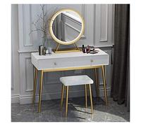 Tavolo da trucco Vanity per donne e ragazze Specchio dimmerabile Touch Screen 3 modalità di colore 2 cassetti verde scuro Design elegante grigio 80x40x75cm Set da toeletta