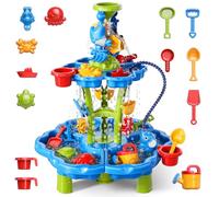 Tavolo d'acqua 3 in 1 a forma di fiore con pompa per bambini dai 3 ai 5 anni 4-8 anni, giocattoli estivi all'aperto per bambini, giocattoli da spiaggia, giochi d'acqua, tavolo sensoriale, regali per