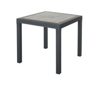 Tavolo Dallas in resina effetto polirattan antracite 80x80x74cm giardino esterno