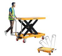 Tavolo di sollevamento idraulico a forbice manuale portatile con ruote di bloccaggio e cuscinetto antiscivolo, capacità 2000 kg per garage magazzino movimentazione dei materiali e uso domestico