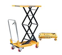 Tavolo di sollevamento idraulico manuale a doppia forbice Design compatto e pieghevole, capacità 200 kg, per la movimentazione dei materiali da officina e il sollevamento merci