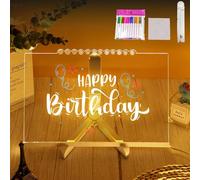 Tavolo disegno a LED | Bacheca a led | Bacheca creativa riscrivibile a led in acrilico con 12 penne colorate | Lavagna per appunti trasparente illuminata | Lavagna cancellabile secco con luce notturna