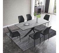 Tavolo e 6 Sedie Moderne in MDF per Cucina, Soggiorno, Sala da Pranzo - Set Completo in Nero
