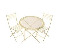 Tavolo E Sedia Miniatura In Metallo Per Case Da Gioco 1:12,Giallo | construzione in ferro, stile rustico elegante, decorazione per giardini fiabeschi e stanze, dettagli realistici, regalo DIY