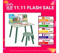 Tavolo e sedia per bambini Aiyaplay in 2 pezzi con libreria verde