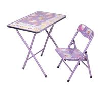 Tavolo e sedia per bambini, decoro unicorni, lilla, Sibilla
