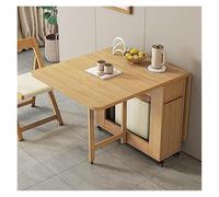 Tavolo e sedie pieghevoli in legno massello, Tavolo da pranzo retrattile con cassetto integrato, Set completo di mobili pieghevoli for appartamenti