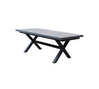 Tavolo estensibile 200/260 cm da esterno giardino con struttura in alluminio e piano in gres effetto legno Lagon