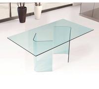 Dmora - Tavolo fisso AlcalalaRe, Tavolo da pranzo, Tavolo per cucina, Scrivania rettangolare da ufficio, 180x90h78 cm, Trasparente