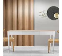 Dmora - Tavolo fisso Besozzo, Ripiano da cucina, Consolle per sala da pranzo, Ripiano rettangolare fisso, 180 x 60 h80 cm, Bianco e Marrone