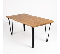 Tavolo fisso in legno massiccio di cerro e rovere con gambe in ferro da 6 cm