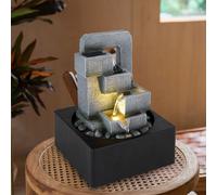 / Tavolo Fontana a Cascata Ornamentale LED Lampada Decorativa Acqua Grigio 24 CM