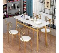 Tavolo Funzionale Ed Elegante, Piano del Tavolo in Marmo Staffa in Metallo, Moderna Postazione di Lavoro Professionale per Unghie di Un Salone di Bellezza Spa(120)