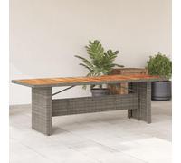 Tavolo Giardino in Legno Acacia Grigio 240x90x75 cm con Piano in Polyrattan PE, Tavolo da Esterno Resistente alle Intemperie per Giardino e Patio, Struttura in Acciaio Verniciato, Pulire e Montare
