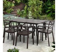 Tavolo giardino in resina effetto metallo tavoli da esterno 146x87x75h cm