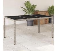 Tavolo Giardino Moderno con Piano in Vetro Temperato Grigio Chiaro 150x90x75 cm, Polyrattan Resistenti ai UV, Tavolo da Esterno per Giardino Terrazza Cortile, Struttura in Acciaio Verniciato