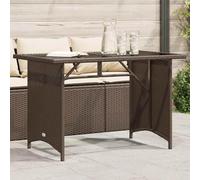 Tavolo Giardino Moderno con Piano in Vetro Temperato Marrone 110x68x70 cm, Polyrattan Resistente per Esterno, Tavolo da Giardino per Patio Terrazza, Design Elegante e Robustezza Acciaio