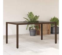 Tavolo Giardino Moderno con Piano in Vetro Temperato Marrone 150x90x75 cm, Polyrattan Resistente per Esterni, Ideale per Patio e Terrazza, Struttura in Acciaio Verniciato, Facile da Pulire