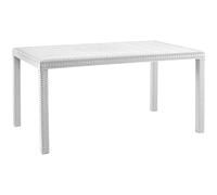 Tavolo Houston in Rattan Bianco 150x90x74cm Design Elegante Grande Resistente