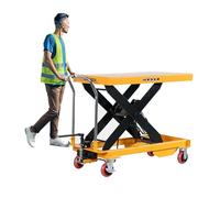 Tavolo Idraulico di Sollevamento a Forbice da 1500 kg - Maniglia a Pedale e Pieghevole Manuale - Carrello elevatore Portatile con 4 Ruote per l'uso del Magazzino e dell'officina