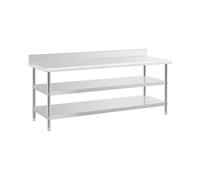 Tavolo in acciaio inox - ECO - 200 x 70 cm - 235 kg - Ripiano intermedio - Royal Catering RCAT-200/70-SPS3SH