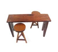Tavolo in legno realistico in miniatura Zakka realistico gioco di finta per esposizione di ruolo, sgabello rotondo modello sgabello vintage 1:12 modello tavolino
