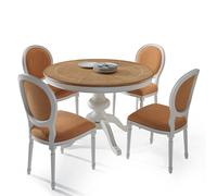 TAVOLO IN LEGNO ROTONDO ALLUNGABILE GAMBONE CENTRALE INTARSIATO