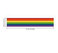 Tavolo in lino naturale per RUNNER con strisce arcobaleno orizzontali look moder