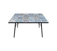 Tavolo In Mosaico Da Esterno 120x80 Cm In Acciaio Top In Ceramica Cordova