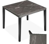 TecTake® Tavolo in Rattan Taranto, Effetto Marmo, Telaio in Alluminio e Gambe in Legno Massiccio, Quadrato, per Giardino e Esterno, 93,5x93,5x75 cm, Cappucci in Plastica Antigraffio - Grigio