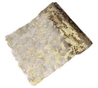 Tavolo in rete di poliestere per runner con lamina metallica e design geometrico astratto per matrimoni e feste (dorato)