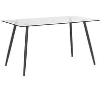Tavolo in Vetro Trasparente per 6 Persone Gambe in Metallo 140 x 80 cm