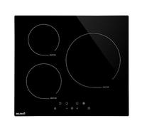 Tavolo Induzione BELDEKO (vetro nero, 3 caminetti - 5500 W - tasti touch)