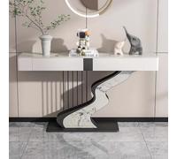 Tavolo Ingresso con Cassetti Cassetto Portaoggetti Sotto Il Tavolo Tavolino da Corridoio Angoli Arrotondati Piano in Pietra Spessa per Soggiorno, Corridoio e Ingresso(D,120 * 35 * 92cm)