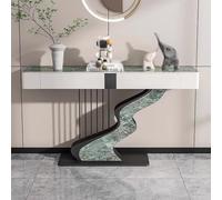 Tavolo Ingresso con Cassetti Cassetto Portaoggetti Sotto Il Tavolo Tavolino da Corridoio Angoli Arrotondati Piano in Pietra Spessa per Soggiorno, Corridoio e Ingresso(E,120 * 35 * 92cm)
