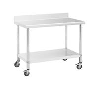 Tavolo inox con ruote - 60 x 120 cm - Alzatina - Capacità di carico 158 kg - Royal Catering RCAT-120/60-WS