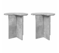 Tavolo laterale 2 pezzi, grigio cemento, Ø 39 x 38 cm, legno | Stile minimalista, superficie facile da pulire, dimensioni compatte per piccoli spazi, montaggio a due persone, finitura