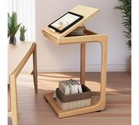 Tavolo laterale a forma di C con un rotolo 360 °, da 15,3 pollici tavolino in legno enorme per il divano, tavolo scrivania regolabile Il soggiorno, camera letto, cibo, scrittura, lettura(Log Color,1-P