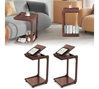 Tavolo laterale a forma di C con un rotolo 360 °, da 15,3 pollici tavolino in legno enorme per il divano, tavolo scrivania regolabile Il soggiorno, camera letto, cibo, scrittura, lettura(Walnut Color,