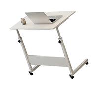 Tavolo Laterale, Tavolo a Fondo C Forma Telaio Metallico Il Comodino Sollevabile per Laptop per Divano Domestico (Colore di legno)