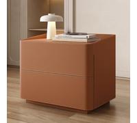 Tavolo laterale, tavolo da letto con cassetti, comodino in pelle di sella, design per angolo arco di sicurezza, supporto per le legno in legno per pavimento, spazio di salvataggio, arancione,