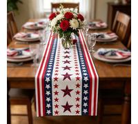 Tavolo lino per RUNNER 185x35 cm design classico a righe patriottiche