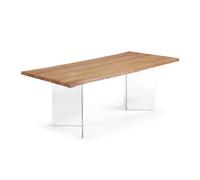 Tavolo Lotty impiallacciato rovere finitura naturale e gambe in vetro 220 x 100 cm