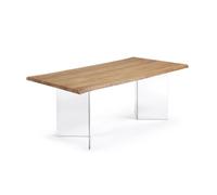 Tavolo Lotty impiallacciato rovere in finitura naturale e gambe in vetro 180 x 100 cm