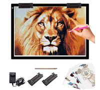 Tavolo luminoso a LED A2, 7 mm, ultra sottile, luminosità dimmerabile, grande piastra luminosa per diamond painting, disegno, disegni di schizzi, con 2 clip multifunzione e adattatore da 12 V 2 A