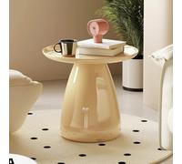 Tavolo Martini per bevande color crema, tavolini moderni con accento circolare, comodino piccolo, facile da pulire, base rotonda stabile, altezza confortevole, per soggiorno, piccoli spazi