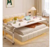 Tavolo medico con ruote, altezza regolabile sopra la scrivania del letto 65-95 cm, vassoio per alimenti arrotolabile, design elastico per un facile utilizzo